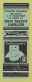 Matchbook Cover - Matthew's Electric Store Middletown NY Kelvinator GREEN
