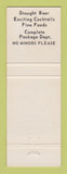 Matchbook Cover - Time Out The Loft Restaurant Bloomington IN liquor