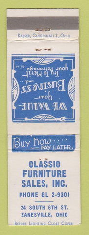 Matchbook Cover - Classic Furniture Sales Zanesville OH