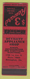 Matchbook Cover - Duckett Appliance Shop Birmingham AL SAMPLE