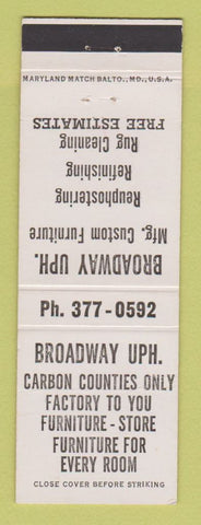 Matchbook Cover - Broadway Upholstery