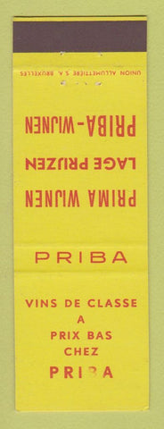 Matchbook Cover - Priba Wines Belgium