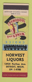 Matchbook Cover - Norwest Liquors Detroit MI SAMPLE