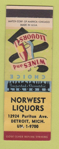 Matchbook Cover - Norwest Liquors Detroit MI SAMPLE