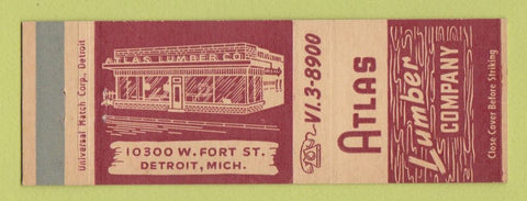 Matchbook Cover - Atlas Lumber Company Detroit MI