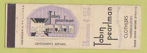 Matchbook Cover - Tabin Pearlman Men's Clothes New York City