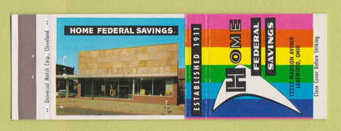 Matchbook Cover - Home Federal Savings Lakewood OH bank
