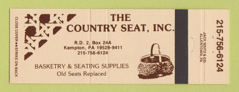 Matchbook Cover - The Country Seat Baskets Seating Kempton PA