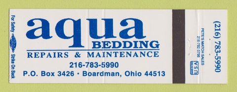 Matchbook Cover - Aqua Bedding Boardman OH water beds