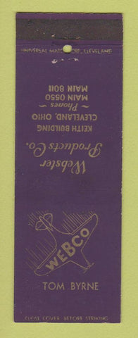 Matchbook Cover - Webster Products Webco Cleveland OH screw machine