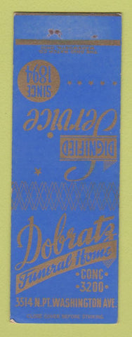 Matchbook Cover - Dobratz Funeral Home Milwaukee? WI? SAMPLE WEAR