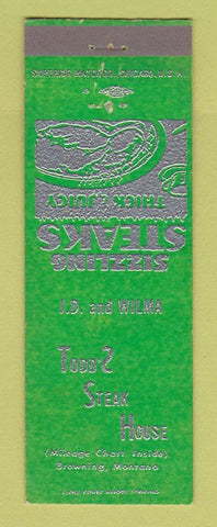 Matchbook Cover - Todd's Steak House Browning MT