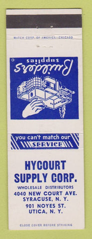 Matchbook Cover - Hycourt Builders Supply Utica Syracuse NY