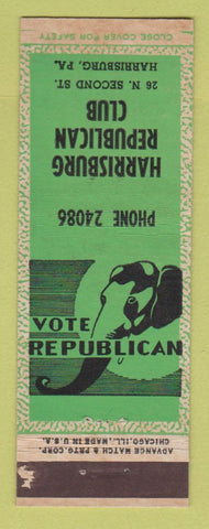Matchbook Cover - Harrisburg Republican Club PA ADVANCE WEAR