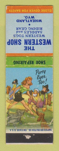 Matchbook Cover - The Western Shop Wheatland WY saddles hillbilly WORN