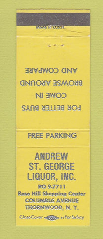 Matchbook Cover - Andrew St George Liquor Thornwood NY