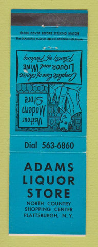 Matchbook Cover - Adams Liquor Store Plattsburgh NY