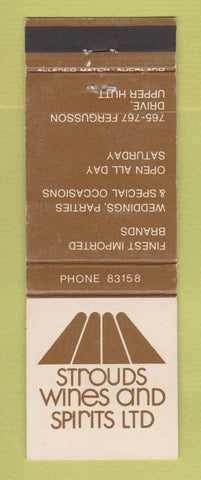 Matchbook Cover - Strouds Wines Spirits Liquor Upper Hut New Zealand