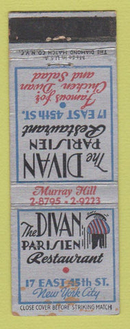 Matchbook Cover - Divan Parisien Restaurant New York City WEAR