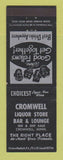 Matchbook Cover - Cromwell Liquor Store Bar Cromwell MN WORN BACK