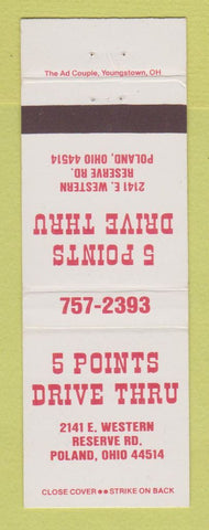 Matchbook Cover - 5 Points Drive Thru Poland OH liquor