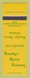 Matchbook Cover - Timothy's Spirtis Liquor Holyoke MA
