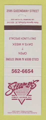 Matchbook Cover - Steamer's Liquor Prince George BC