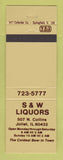 Matchbook Cover - S&W Liquors Joliet IL