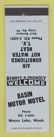 Matchbook Cover - Basin Motor Motel Moses Lake WA