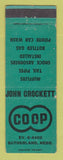 Matchbook Cover - COOP John Crockett Sutherland NE WEAR