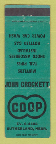 Matchbook Cover - COOP John Crockett Sutherland NE WEAR