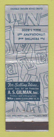 Matchbook Cover - AS Gilman Lithography Printing Cleveland OH