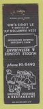 Matchbook Cover - Huddle Lounge Restaurant St Louis MO WORN