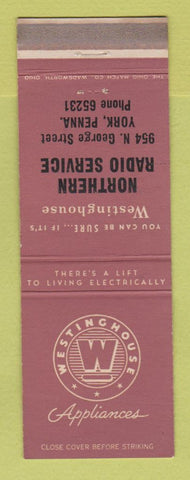 Matchbook Cover - Westinghouse Appliances Northern Radio Service York PA