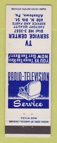 Matchbook Cover - TV Service Center Allentown PA