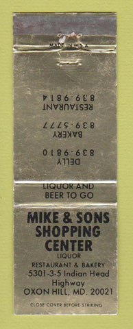 Matchbook Cover - Mike & Sons Shopping Center Oxon Hill MD WEAR