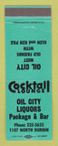 Matchbook Cover - Oil City Liquors Casper WY bar WORN BACK