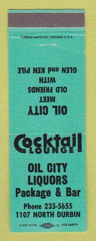 Matchbook Cover - Oil City Liquors Casper WY bar WORN BACK