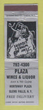 Matchbook Cover - Plaza Wines and Liquor Glens Falls NY