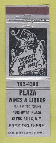 Matchbook Cover - Plaza Wines and Liquor Glens Falls NY