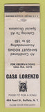 Matchbook Cover - Casa Lorenzo Buffalo NY WORN