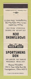 Matchbook Cover - Sportsmens Den Youngstown OH sporting goods