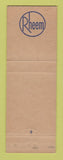 Matchbook Cover - Rheem Safety No Smoking in Restricted Areas