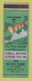 Matchbook Cover - Grill Room Supreme View Inn Cabins Twin Mountain NH