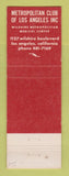 Matchbook Cover - Metropolitan Club of Los Angeles CA