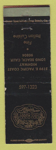 Matchbook Cover - Alisio's Club 100 Italian Long Beach CA WEAR