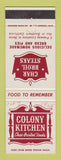 Matchbook Cover - Colony Kitchen CHAIN WRITING CA