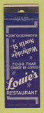 Matchbook Cover - Louie's Restaurant Kalamazoo MI POOR STRIKER
