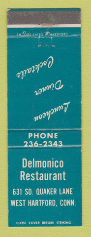 Matchbook Cover - Delmonico Restaurant West Hartford CT