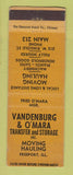 Matchbook Cover - Vandenburg & O'Mara Transfer Storage Freeport IL